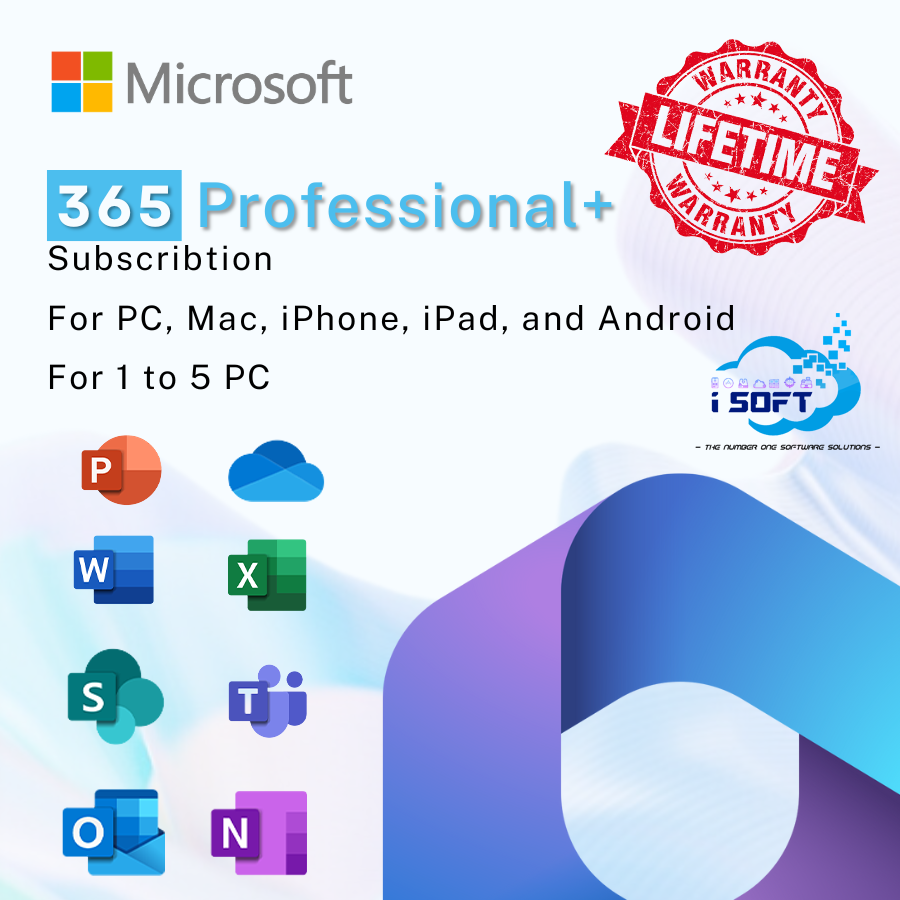 Microsoft Office 365 Pro- 5 Device (Windows, Mac, Android) Lifetime Account
